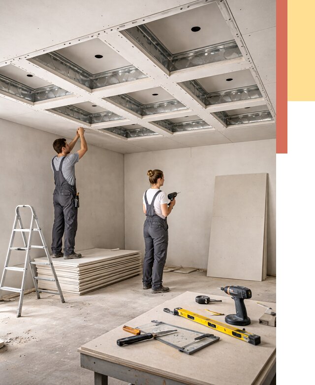 Кессонный потолок из гипсокартона в Нижневартовске от 1917 руб. — монтаж и под ключ | ОТДЕЛОЧНИК-Нжт