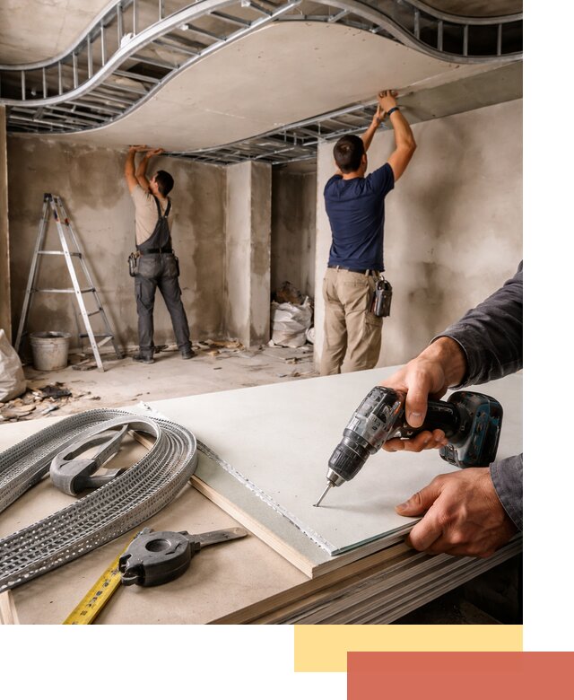 Криволинейный потолок из гипсокартона в Нижневартовске — монтаж и отделка