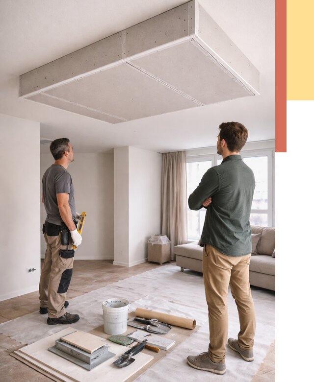 Короб на потолке из гипсокартона в Нижневартовске от 2279 руб. — монтаж и услуги под ключ | ОТДЕЛОЧНИК-Нжт