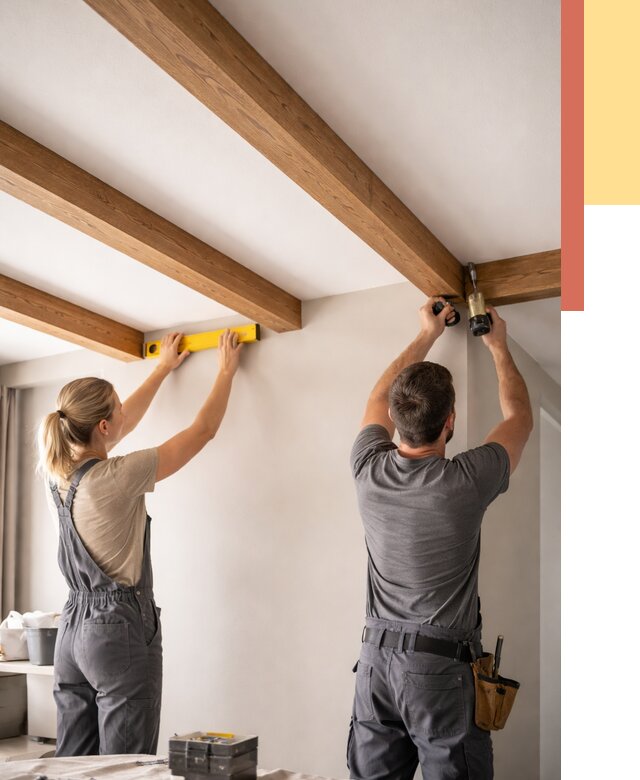 Монтаж декоративных балок на потолок в Нижневартовске от 4351 руб. — ОТДЕЛОЧНИК-Нжт